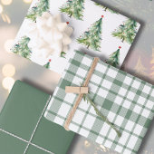 Rustieke Green Plaid Waterverf kerstboom Inpakpapier Vel