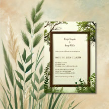 rustieke Green Tree Lijst bruiloft uitnodiging