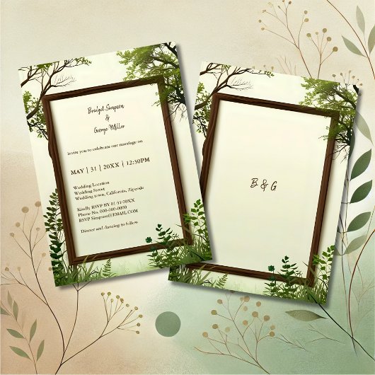 rustieke Green Tree Lijst bruiloft uitnodiging