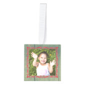 Rustieke Green Wood Cube Foto Ornament (Voorkant)