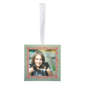 Rustieke Green Wood Cube Foto Ornament (Rechts)