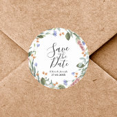 Rustieke Greenary Wildflower Bruiloft Save The Dat Ronde Sticker