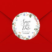 Rustieke Greenary Wildflower Bruiloft Save The Dat Ronde Sticker