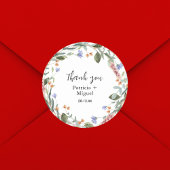 Rustieke Greenary Wildflower Leaf Bruiloft Dank u Ronde Sticker