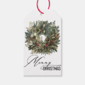 Rustieke Greenery Christmas Krans Gift Label Cadeaulabel (Voorkant)