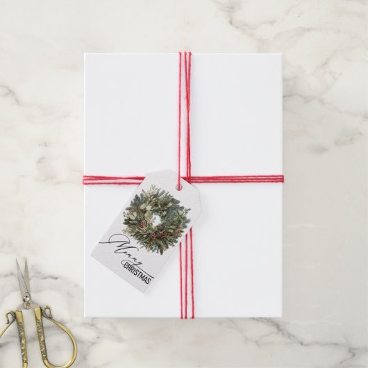 Rustieke Greenery Christmas Krans Gift Label Cadeaulabel (Met Touw)