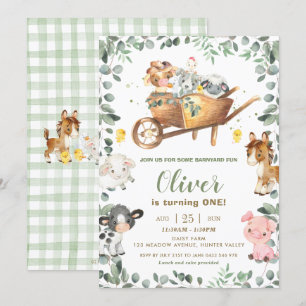 Rustieke Greenery Farm Dieren Barnyard Verjaardag Kaart