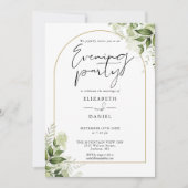 Rustieke Greenery Gold Arch Wedding Evening Party Kaart (Voorkant)