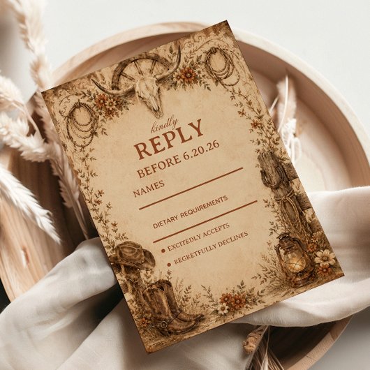 Rustieke Grens Elegant RSVP Kaartje