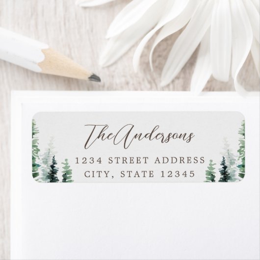 Rustieke Grey Pine Forest Holiday Retouradres Etiket (Insitu)