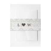 Rustieke Grey & White Lace Belly Band met Initiale Uitnodigingen Wikkel (Voorkant Voorbeeld)