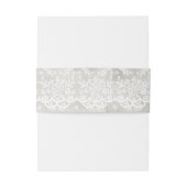 Rustieke Grey & White Lace Belly Band met Initiale Uitnodigingen Wikkel (Achterkant Voorbeeld)