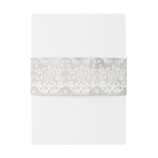 Rustieke Grey & White Lace Belly Band met Initiale Uitnodigingen Wikkel (Achterkant Voorbeeld)