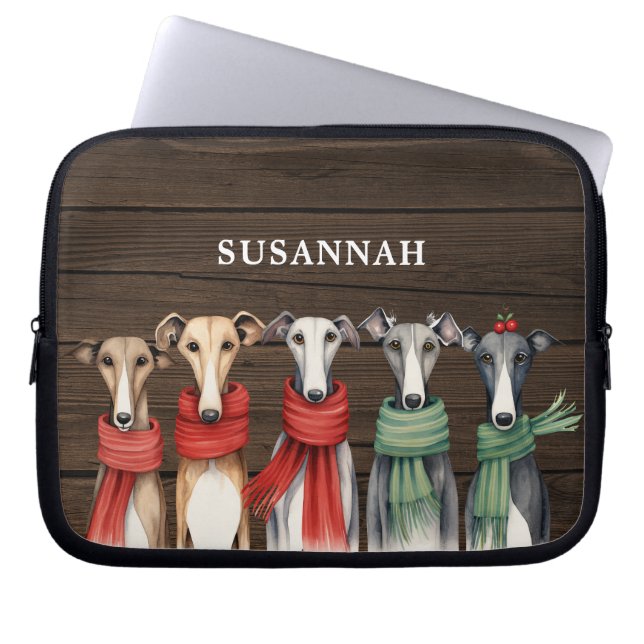 Rustieke Greyhound Honden in Sjaals Laptop Sleeve (Voorkant)