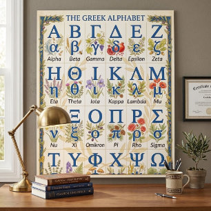 Rustieke Griekse Alfabet Natuur Wandversiering Poster