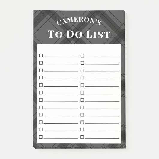 Rustieke grijs geruite om te doen lijst post-it® notes (Voorkant)