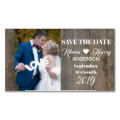 Rustieke grijze barnwood bruiloft save the date magnetisch visitekaartje (Voorkant)