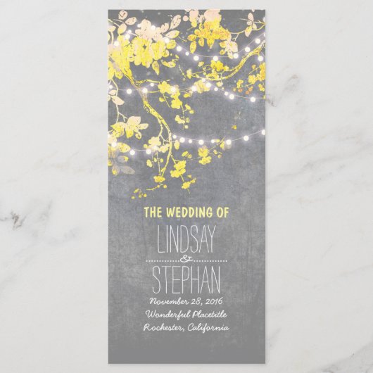 Rustieke Grijze en Gele takken Trouwprogramma's Programmakaart (Voorkant)