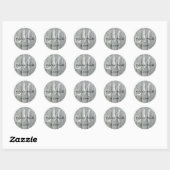 Rustieke Grijze Houten Bruid en Groom Monogram Ronde Sticker (Vel)