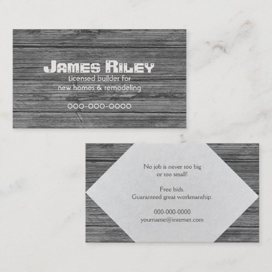 Rustieke Grijze Houten Korrelachtergrond Visitekaartje (Voorkant / Achterkant)