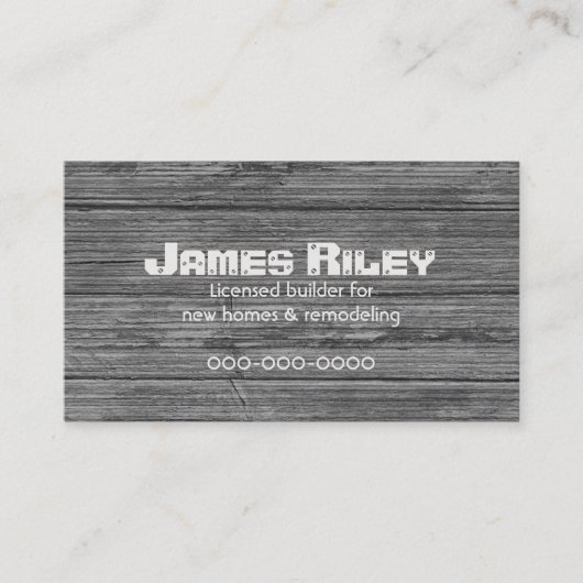 Rustieke Grijze Houten Korrelachtergrond Visitekaartje (Voorkant)