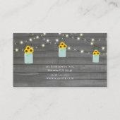 Rustieke Grijze Houten Lichten & Mason Jar Zonnebl Visitekaartje (Achterkant)