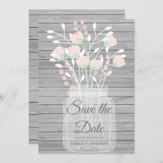 Rustieke grijze houten metselaarpot bewaar de datu kaart (Voorkant / Achterkant)