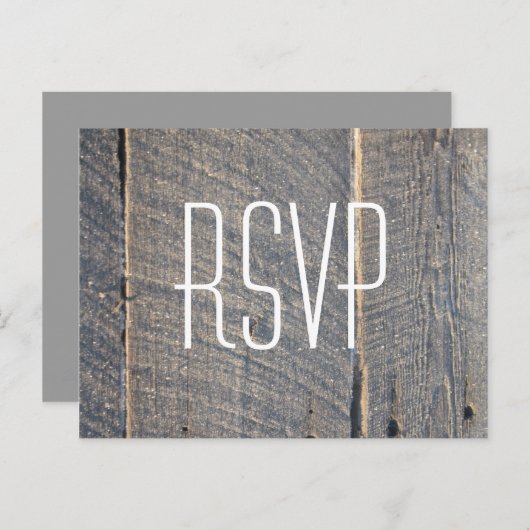rustieke grijze schuur hout land bruiloft RSVP Uitnodiging Briefkaart (Voorkant / Achterkant)