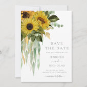 Rustieke Grijze Zonnebloemen Bloemen Save The Date (Voorkant)