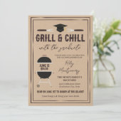 Rustieke Grill & Chill Afstudeer BBQ-feest Kaart (Staand voorkant)