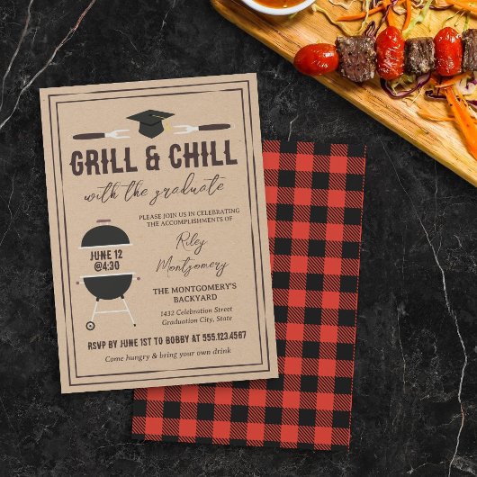Rustieke Grill & Chill Afstudeer BBQ-feest Kaart