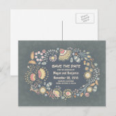 Rustieke grillige bloem Save the Date Aankondigingskaart (Voorkant / Achterkant)