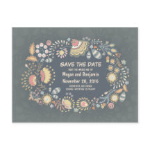 Rustieke grillige bloem Save the Date