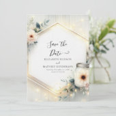 Rustieke grillige Mason Jar bruiloft Save The Date (Staand voorkant)