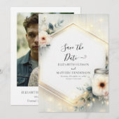 Rustieke grillige Mason Jar bruiloft Save The Date (Voorkant / Achterkant)