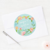 Rustieke grillige oma chique hipster bloemenbruid ronde sticker (Envelop)