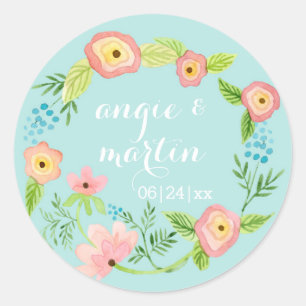 Rustieke grillige oma chique hipster bloemenbruid ronde sticker