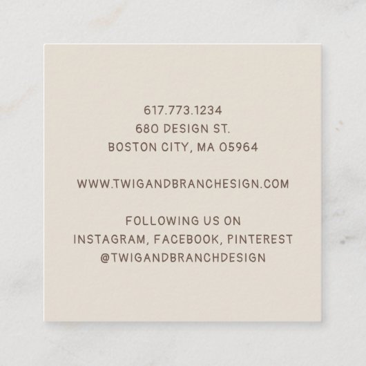 Rustieke grillige wilde bloemen vierkante visitekaartje (Achterkant)