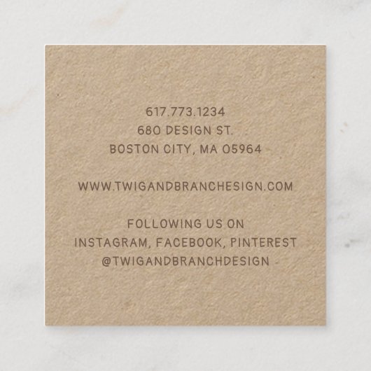 Rustieke grillige wilde bloemen vierkante visitekaartje (Achterkant)