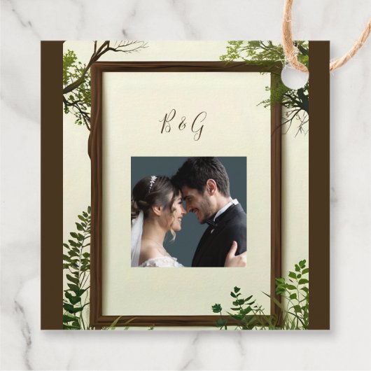 rustieke groen boom Lijst bruiloft Bedankjes Labels (Achterkant)