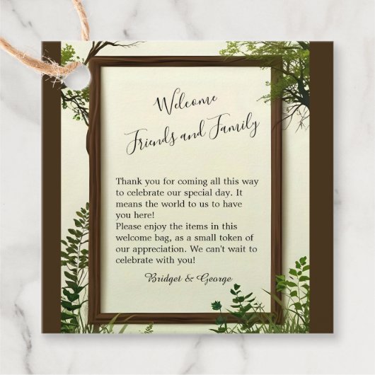 rustieke groen boom Lijst bruiloft Bedankjes Labels (Voorkant)