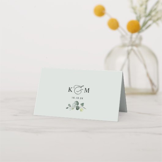 Rustieke groen bruiloft gevouwen plaats kaart plaatskaartje (Achterkant)