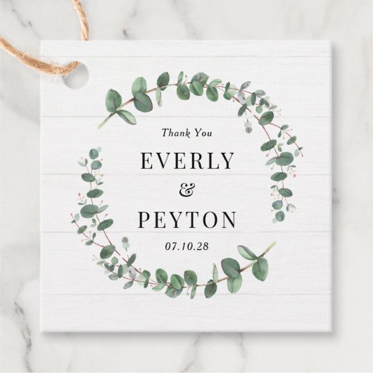 Rustieke groen bruiloft gunst Labels (Voorkant)