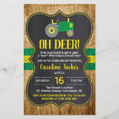 Rustieke Groen Gele Tractor Baby shower Invitation (Voorkant)