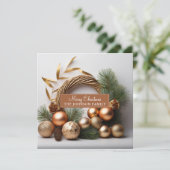 Rustieke groenblijvende en houten krans feestdagenkaart (Staand voorkant)