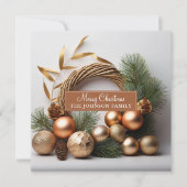 Rustieke groenblijvende en houten krans feestdagenkaart (Voorkant)