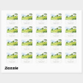 Rustieke groene aquarel platteland heuvels bruilof vierkante sticker (Vel)