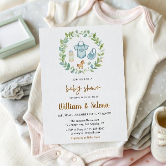 Rustieke Groene Baby Shower Uitnodiging