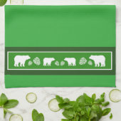 Rustieke groene beer pinecone keukenhanddoek (Gevouwen)
