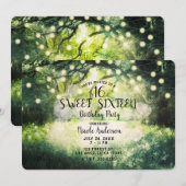 Rustieke groene betoverde boslichtjes Sweet 16 Kaart (Voorkant / Achterkant)